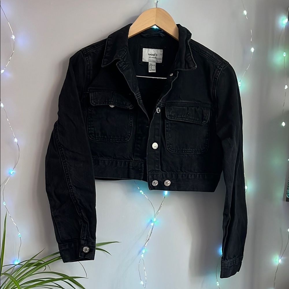 Black Cropped Denim Jacket